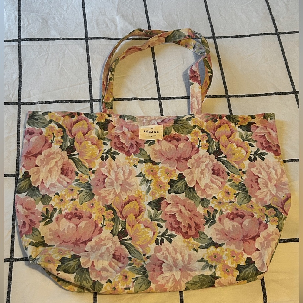 Sezane canvas floral tote